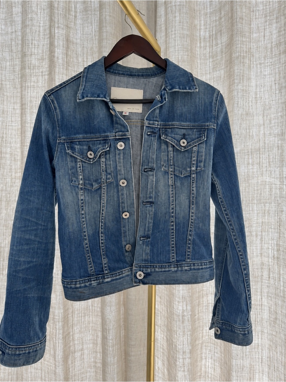 Ag Adriano Goldschmied Medium Blue Denim Trucker Jacket